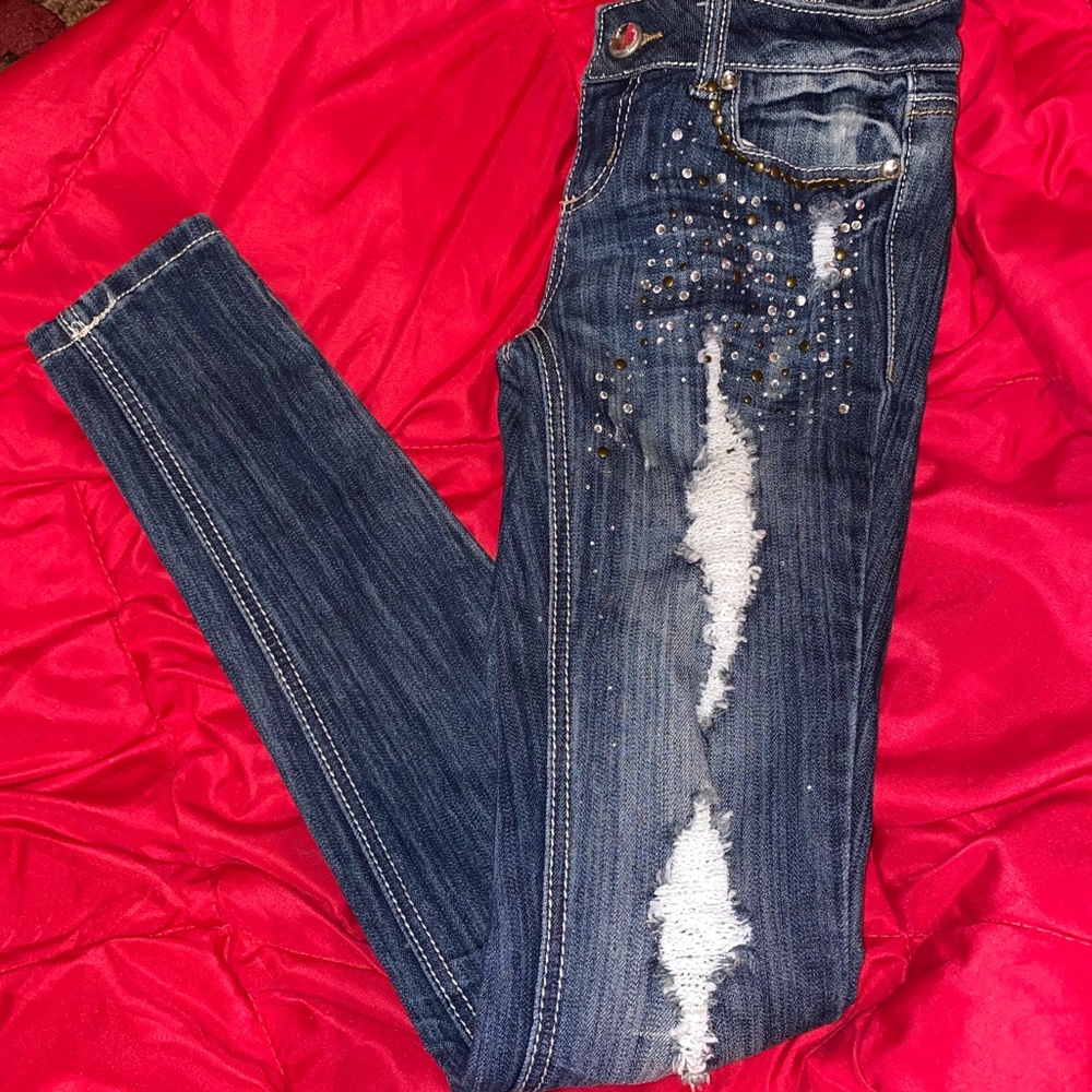 Almost Famous Always Fabulous Rhinestone Jeans [SIZE 1]